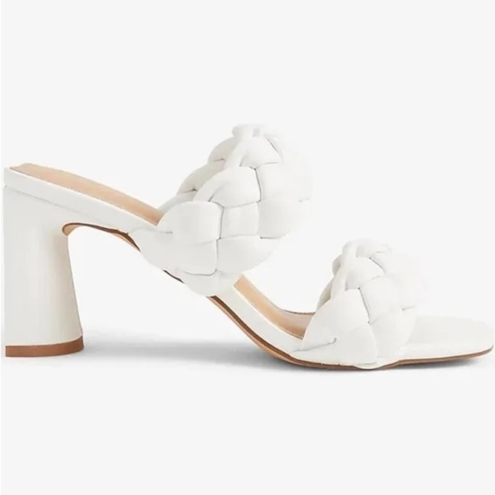 White Braided Heeled Sandals